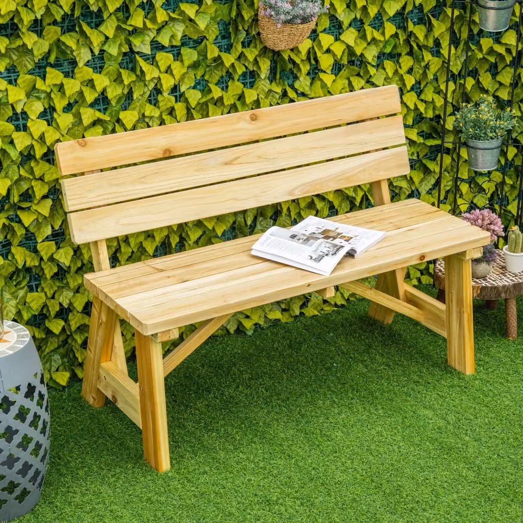 Panchina da Giardino in Legno di Pino Marrone GIORDANOSHOP L: 220 cm, P: 56 cm, H: 80 cm – 2