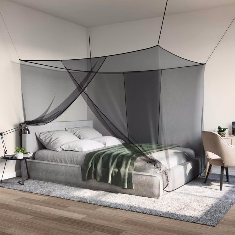vidaXL Set di 3 reti per zanzare per letto in poliestere nero