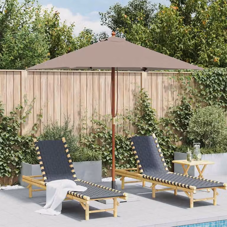 Maison Exclusive - Ombrellone con palo in legno, 150x200 cm, color tortora