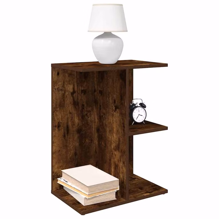 Set di 2 comodini moderni vidaXL in legno multistrato e MDF, colore rovere fumo, L 46,5 cm x P 29 cm x H 61 cm