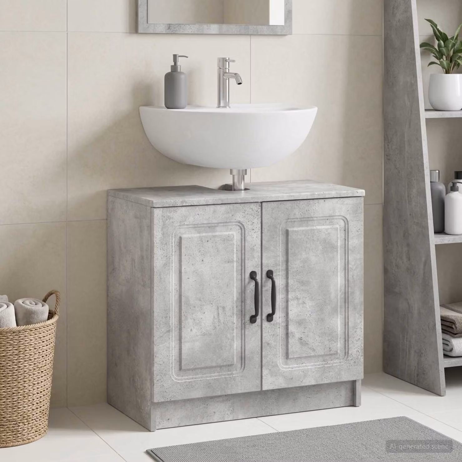 Armadio per lavabo da bagno vidaXL UTRECHT moderno con ante a battente in grigio e nero