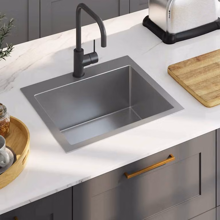 Lavello da cucina lavorato a mano vidaXL in acciaio inox color argento L/P/H: 53 x 50 x 20 cm