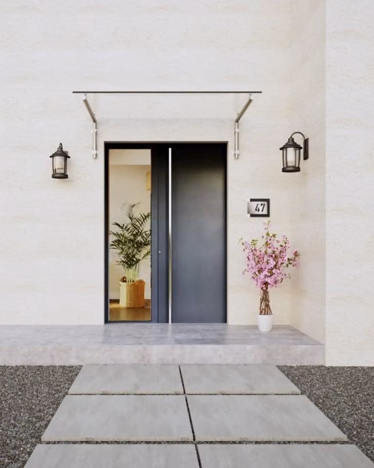 GlasHomeCenter tettoia in vetro trasparente padiglione tettoia per porta d'ingresso 200x90 cm 13,1 mm VSG compresi 2 supporti