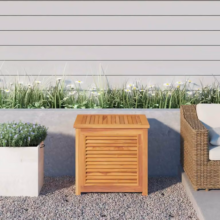 Contenitore da giardino vidaXL in legno massello di teak marrone con borsa L: 60 cm, P: 50 cm, H: 58 cm