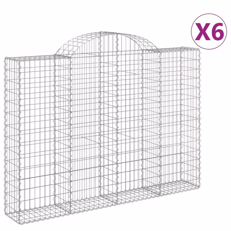 Cesti Gabbioni ad Arco 6 pz 200x30x140/160 cm Ferro Zincato