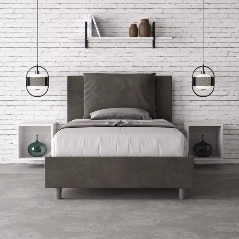 Letto imbottito Antea con contenitore Ityhome in microfibra grigio L/P/H: 120 x 200 cm – 2