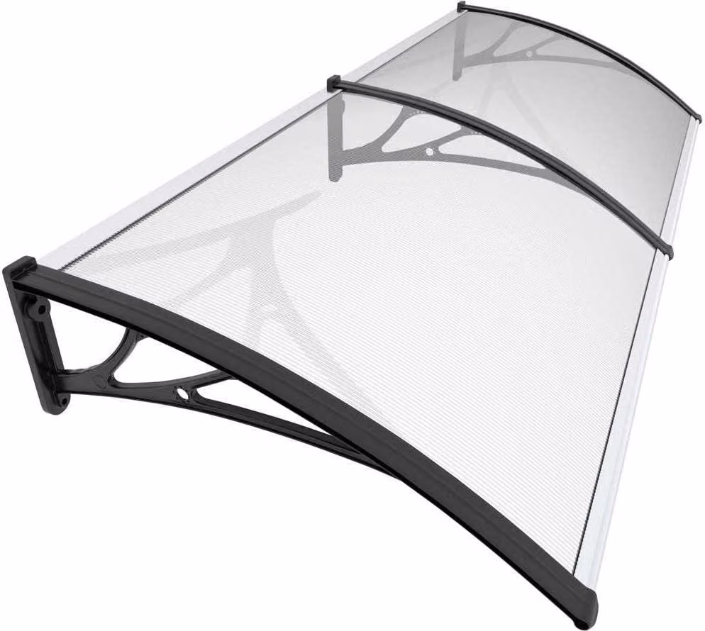 VOUNOT® Pensilina per porta d'ingresso, 200 x 80 cm Pensilina trasparente ad arco, nera