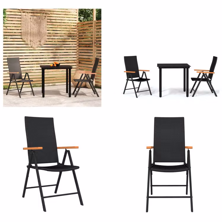 vidaXL Set da pranzo da giardino 3 pezzi nero - Set da pranzo da giardino - Set da pranzo da giardino - Set da pranzo - Set da salotto
