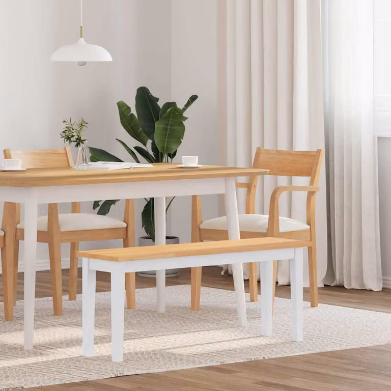 Panca vidaXL in legno massello bianco stile scandinavo L: 110 cm
