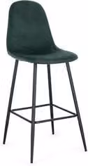 Sgabello Irelia moderno in velluto nero e verde scuro con struttura in metallo