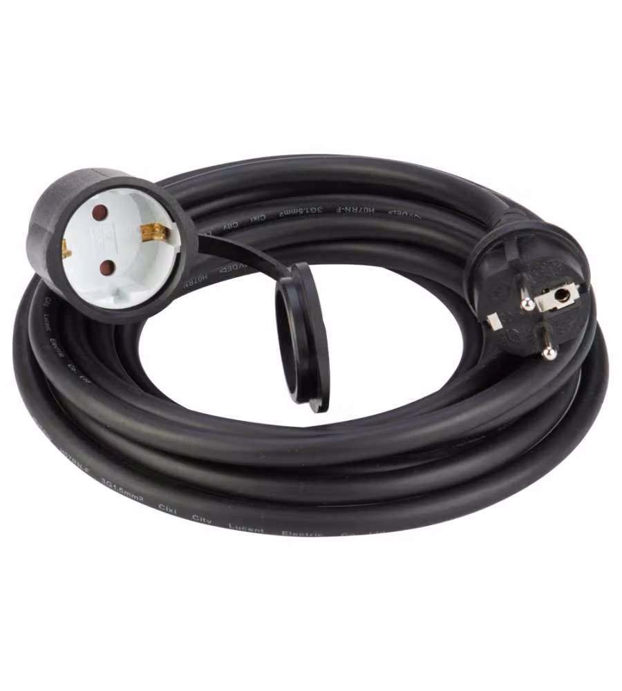 Prolunga elettrica Poly Pool nera 5m H07RN-F 3x1,5 mmq 16A 2P+T – 2