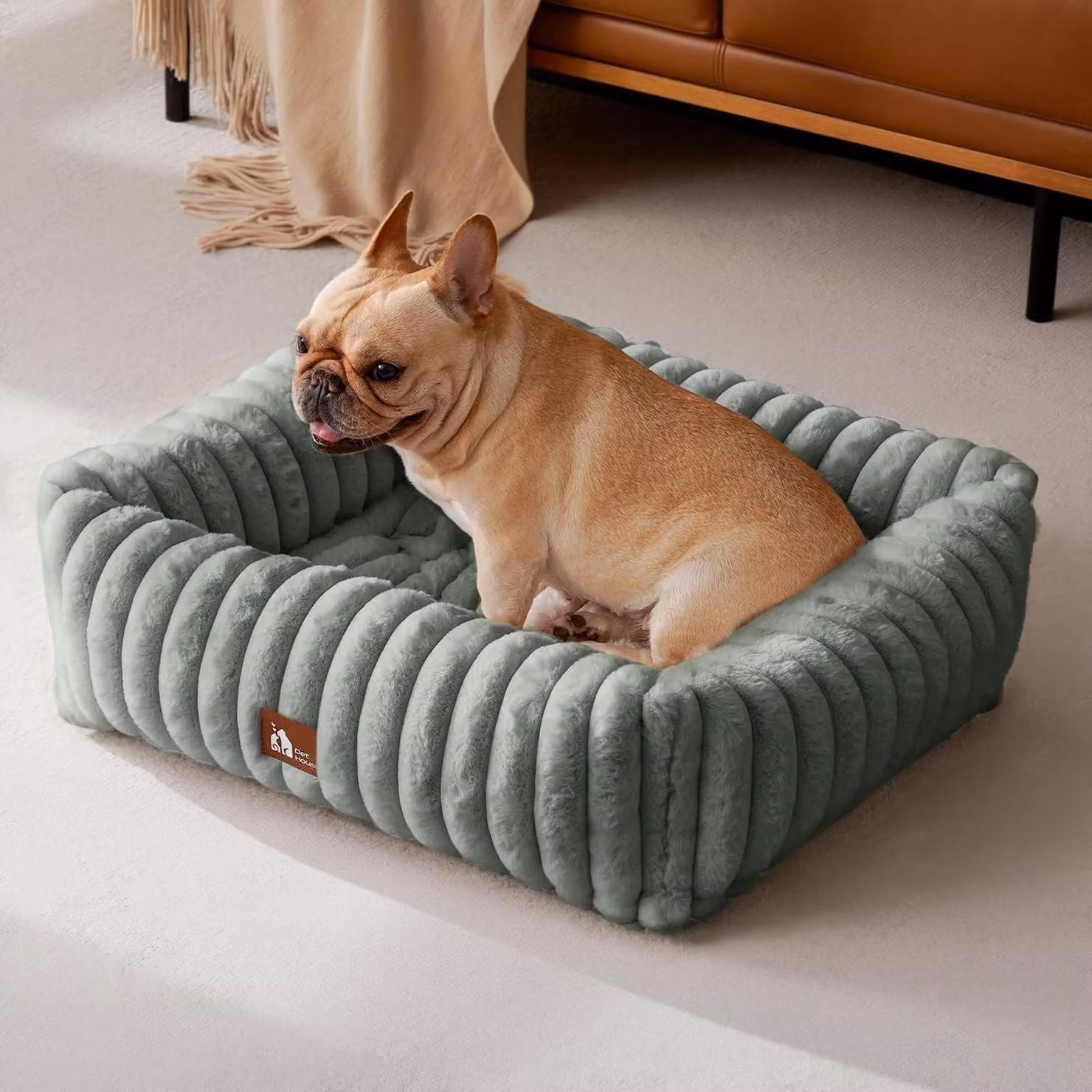 Cuccia per cani  divanetto per cani, lavabile, color grigio scuro, taglia M, dimensioni 64x53x18 cm