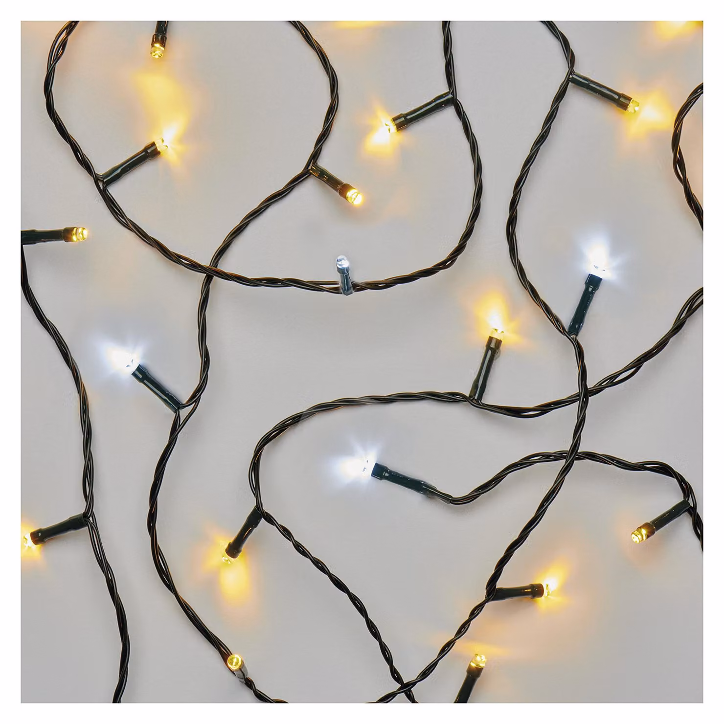 Catena luminosa a LED, 8 metri, 80 LED, luce bianco caldo e bianco freddo lampeggiante, grado di protezione IP44, con timer