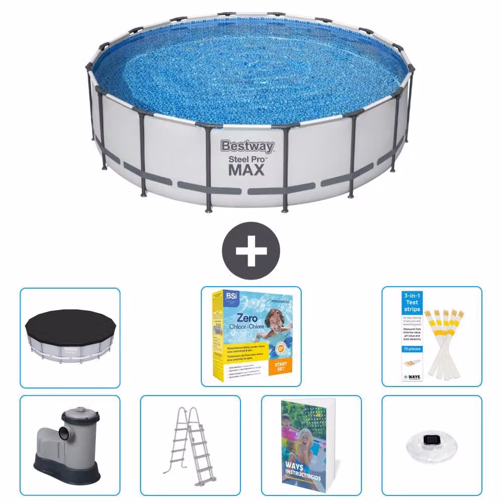 Piscina gonfiabile Bestway Steel Pro MAX, rotonda, 488x122 cm, composta da 6 parti, modello S526