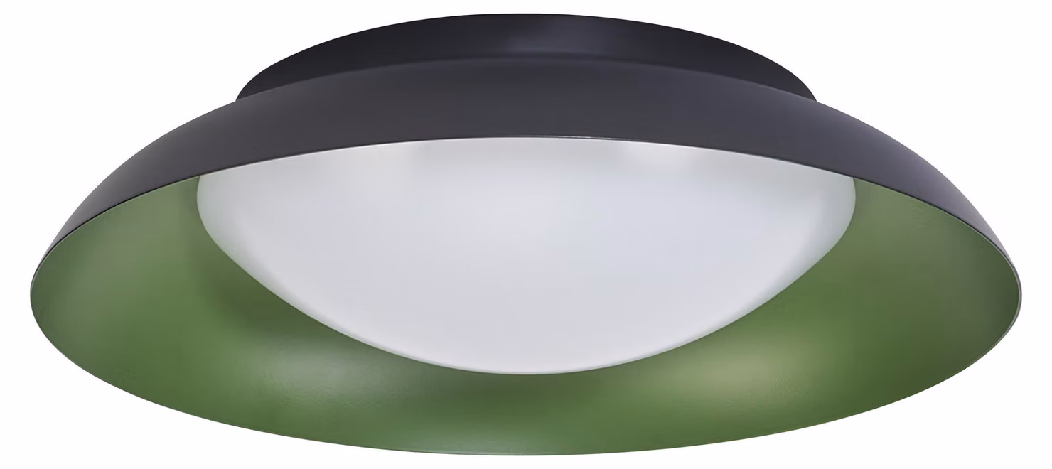 Plafoniera a LED OSRAM Orbis Plate, nero-verde, 19 W, 1000 lm, 3000 K, 310 mm, 830 lm, luce bianca calda e accogliente, dimmerabile a 3 livelli tramite pedale, grado di protezione IP20, viti di montaggio e tasselli inclusi