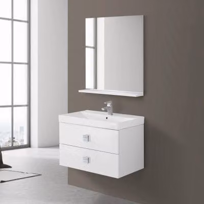 Mobile bagno sospeso Bravo bianco laccato lucido L: 75 cm, P: 51 cm