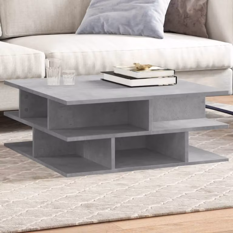 vidaXL Tavolino da Salotto Moderno Grigio Cemento in Legno Multistrato L/P/H: 70 x 70 x 29 cm