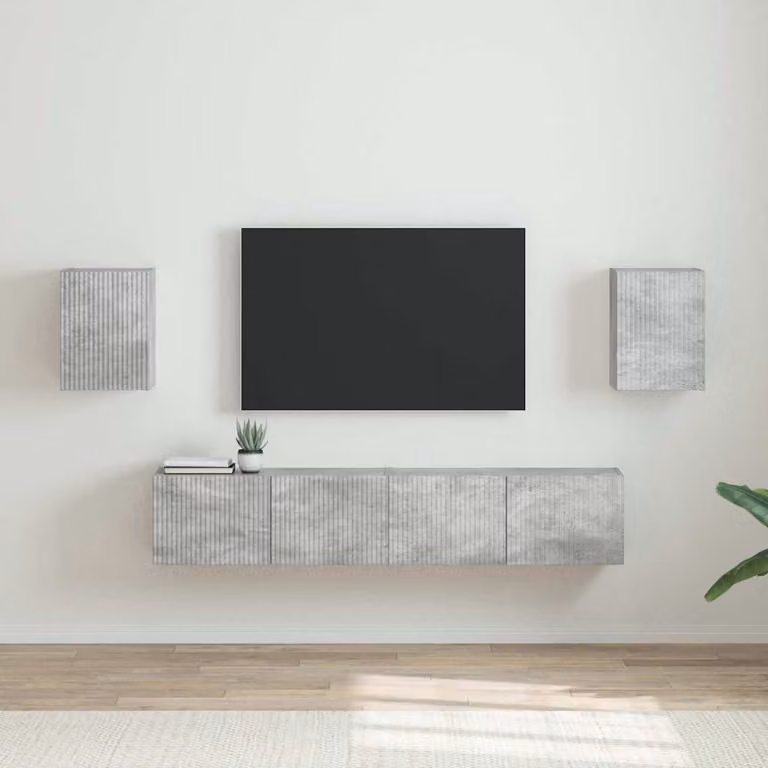 Set di 2 mobili TV da parete vidaXL moderni in legno ingegnerizzato e MDF, colore grigio cemento