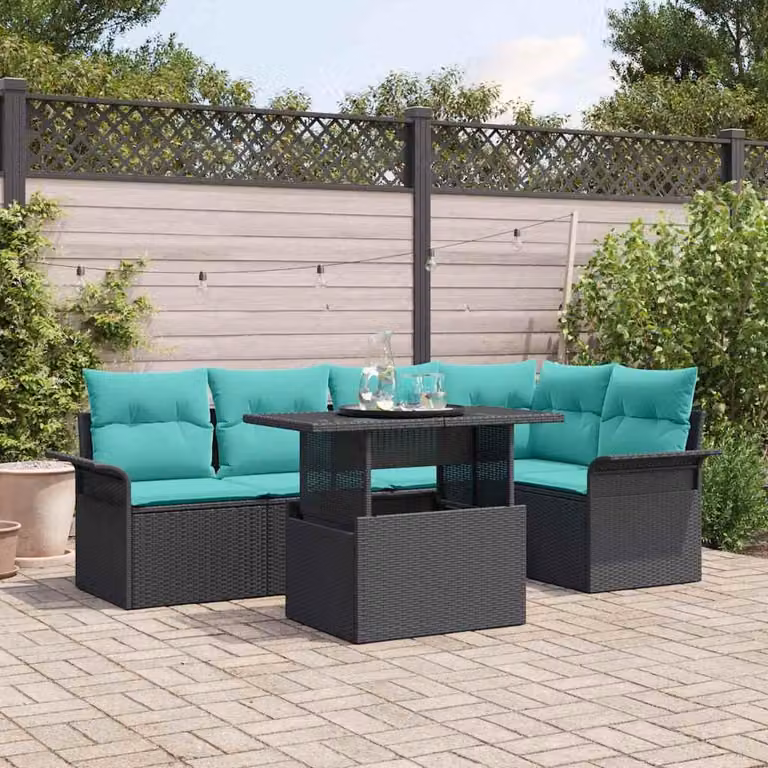 Maison Exclusive - Set da giardino composto da 6 pezzi. Colore: nero. Materiale: rattan sintetico