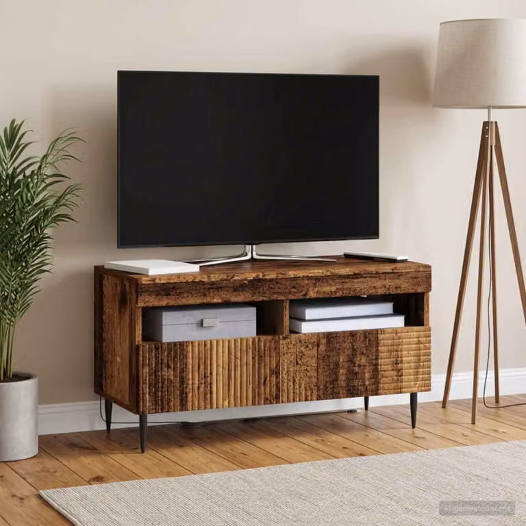 Mobile TV LED vidaXL HAARLEM in legno marrone con illuminazione integrata L 81 cm, P 35 cm, H 43 cm