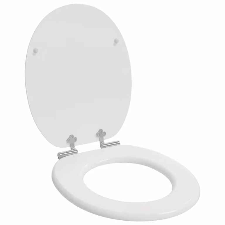 Sedile per WC vidaXL in legno ingegnerizzato, colore bianco, 44 x 38 cm