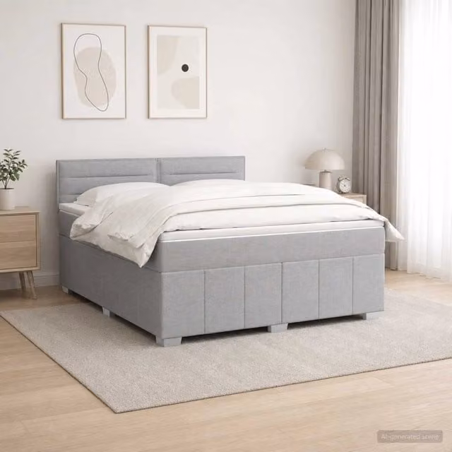 Letto box spring ibrido vidaXL con materasso a molle insacchettate Grigio Chiaro L/P: 140 x 190 cm