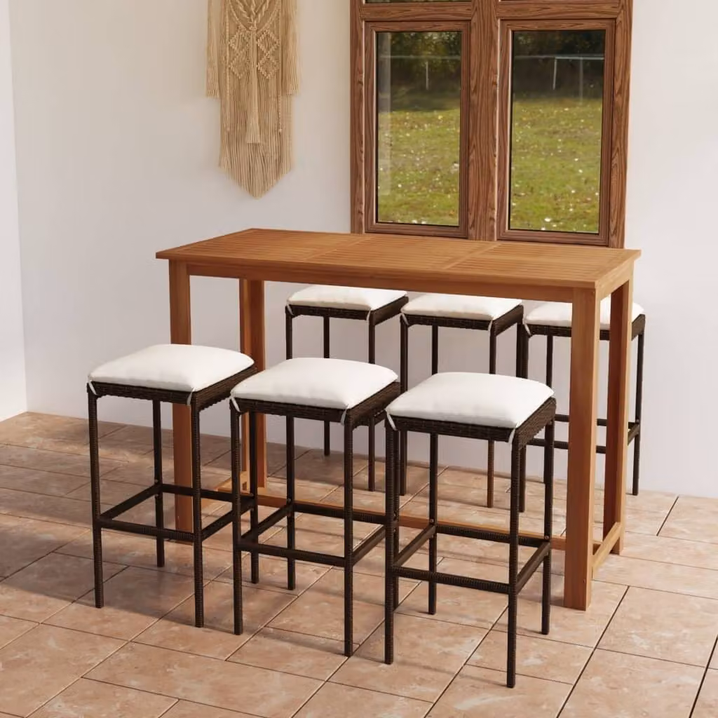 Maison Exclusive - Set da giardino da 7 pezzi con cuscini, marrone