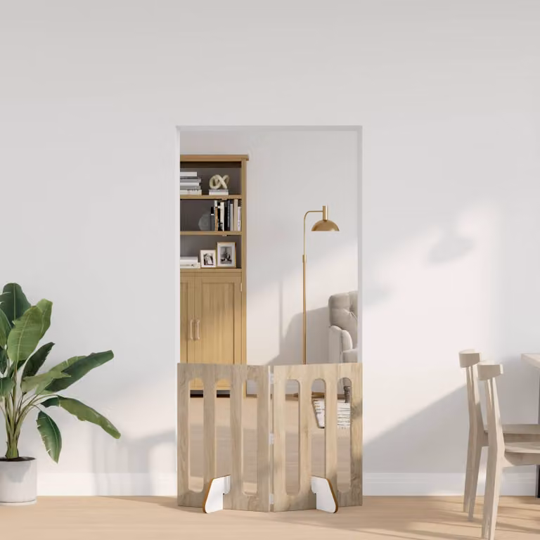 Set di 2 recinti pieghevoli per cani vidaXL in legno Rovere Sonoma, colore marrone