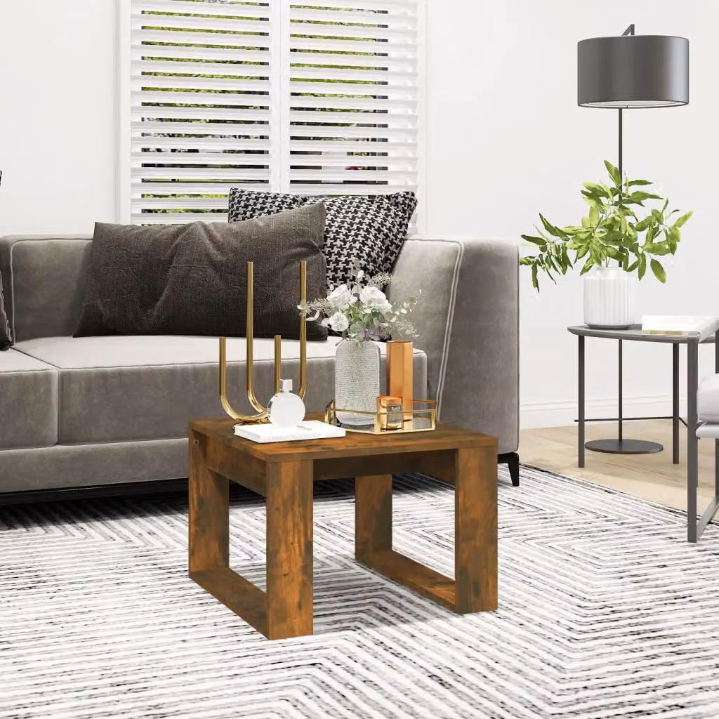 Tavolino Quadrato vidaXL in Legno Rovere Fumo, L 50 x P 50 x H 35 cm