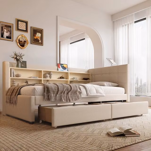 Letto giorno con funzione divano in lino 90x200 cm