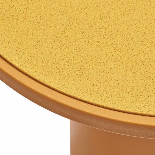 Tavolo basso rotondo Qeeboo Toto giallo con piano in vetro e base in plastica opaca, Diametro: 70 cm, Altezza: 75 cm