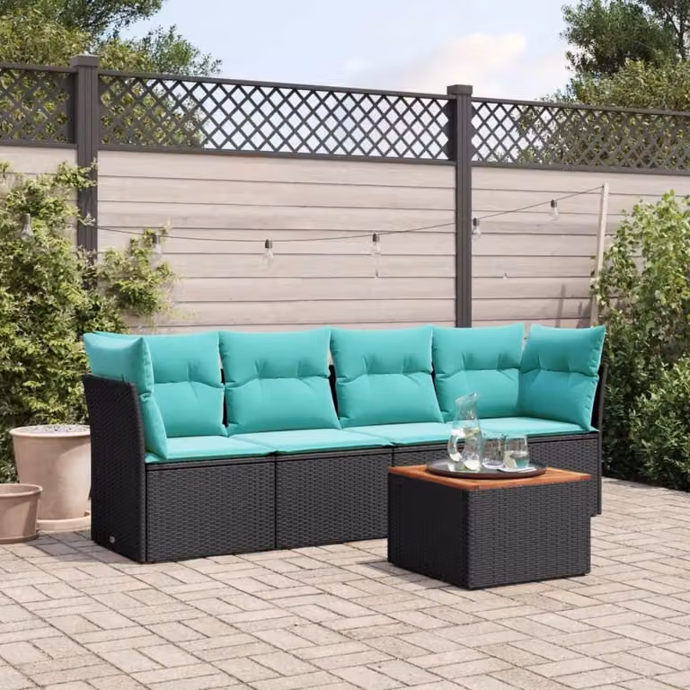 Maison Exclusive - Set Divani da Giardino 5 pz con Cuscini Nero in Polyrattan