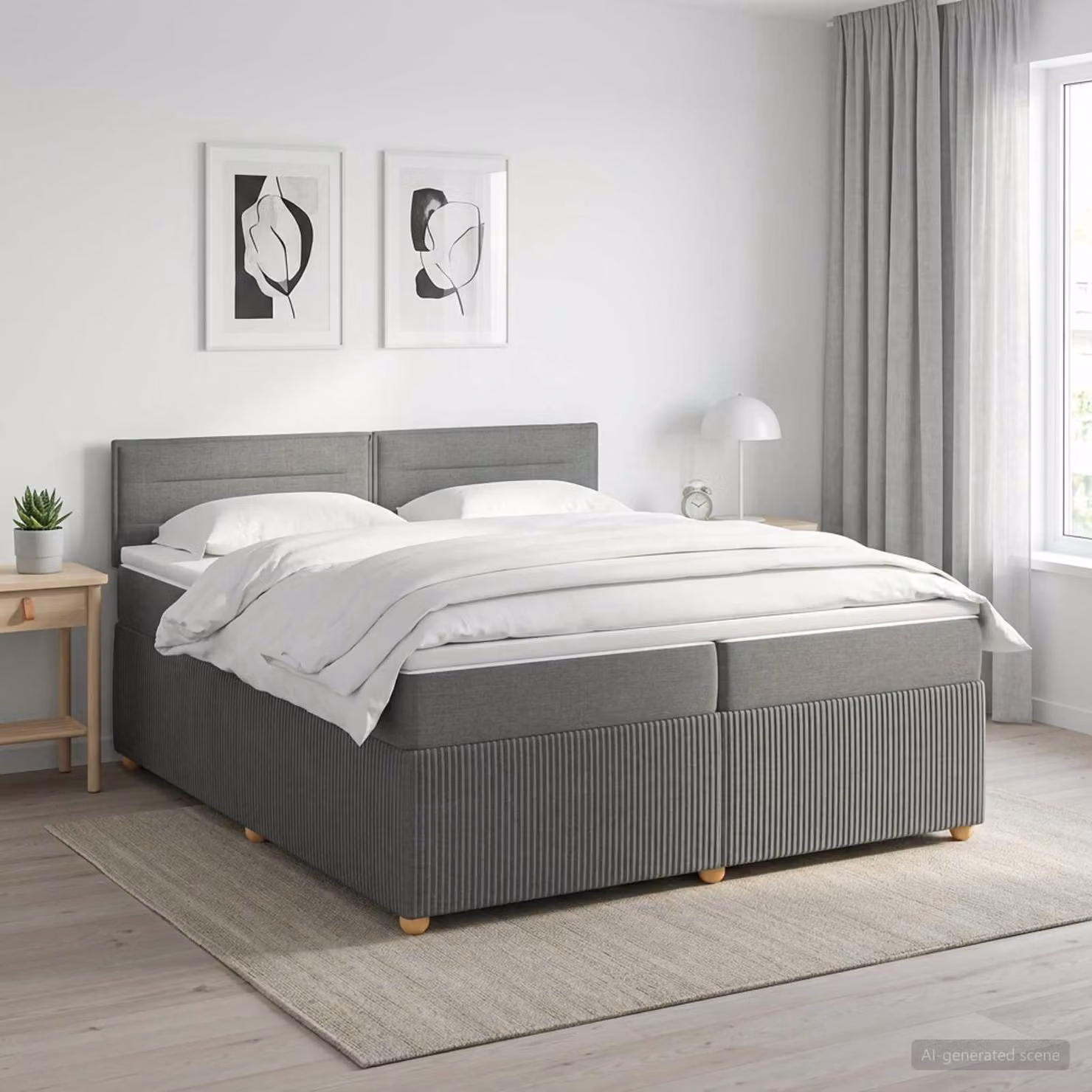 Letto box spring con materasso vidaXL Grigio Scuro L/P: 200 x 200 cm