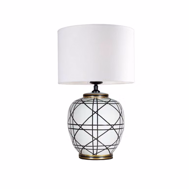 PR Home Lampada da tavolo New York, Bianco / Opale, Soggiorno / Sala da pranzo, Tessuto / Stoffa / Seta, Lampada da tavolo