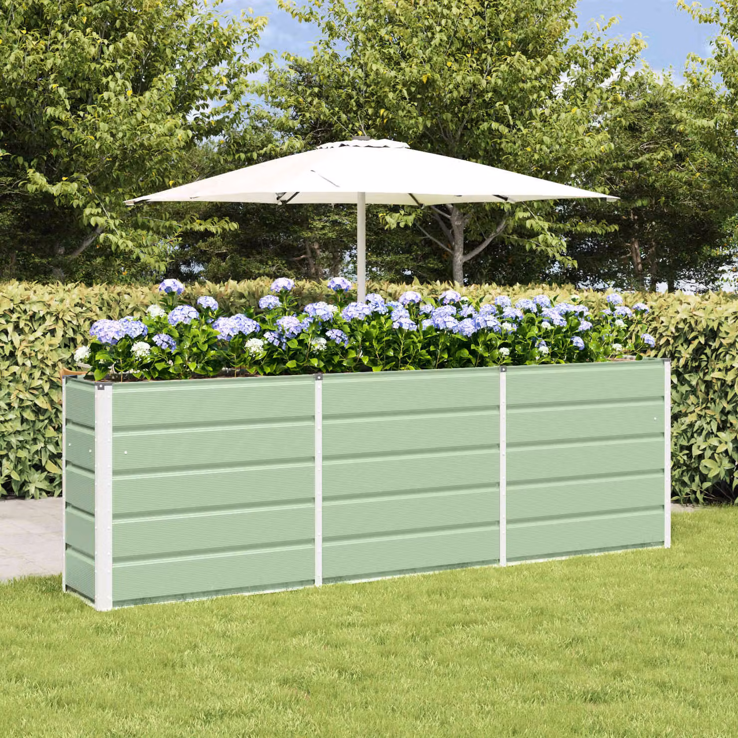 Fioriera vidaXL Verde in Acciaio e Plastica L: 240 cm, P: 40 cm, H: 75 cm