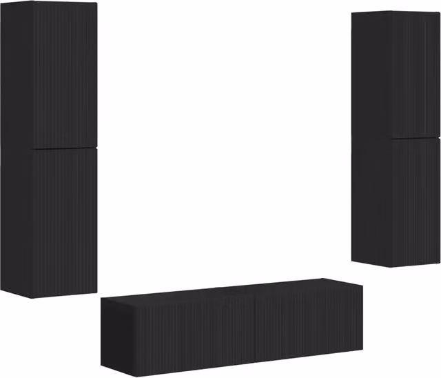 Set mobile TV 6 pz | Armadietto TV | Mobile Porta TV Nero Legno multistrato