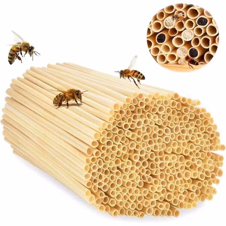 Nidi artificiali per api selvatiche, confezione da 500 pezzi, 14,5 cm, colore giallo, realizzati in paglia di grano