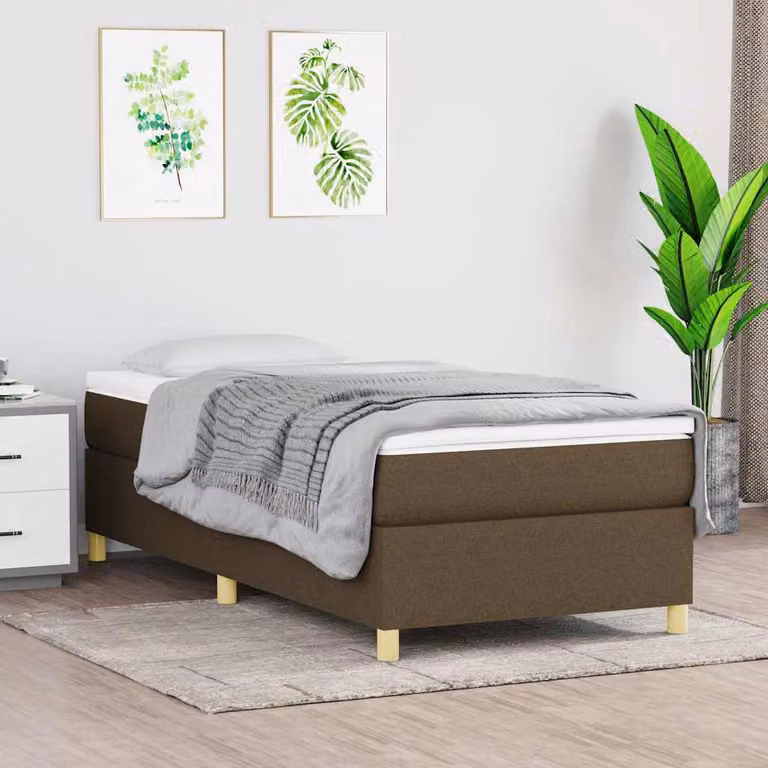 vidaXL Struttura Letto a Rete a Molle in Tessuto Marrone con Doghe Curvate L: 190 cm, P: 90 cm