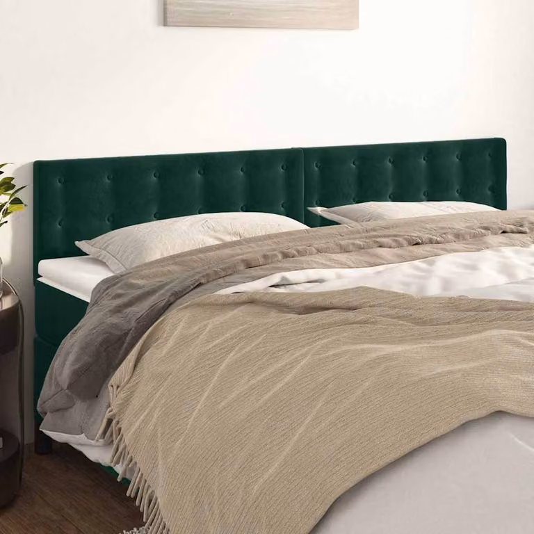 Testiera per letto vidaXL in velluto verde scuro, L: 200 cm, P: 5 cm, H: 78-88 cm