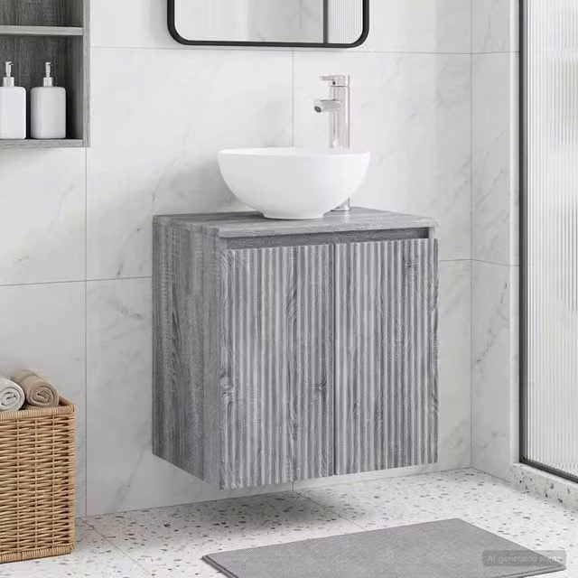 Mobile Lavabo da Parete vidaXL Moderno Grigio Opaco L: 49,5 cm, P: 35,0 cm, H: 63,0 cm