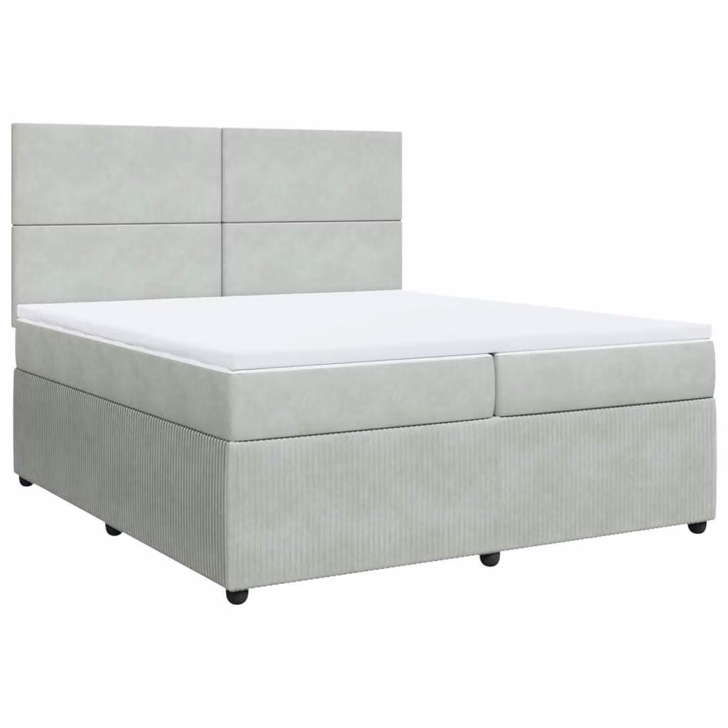Giroletto a Molle con Materasso Grigio Chiaro 200x200cm Velluto