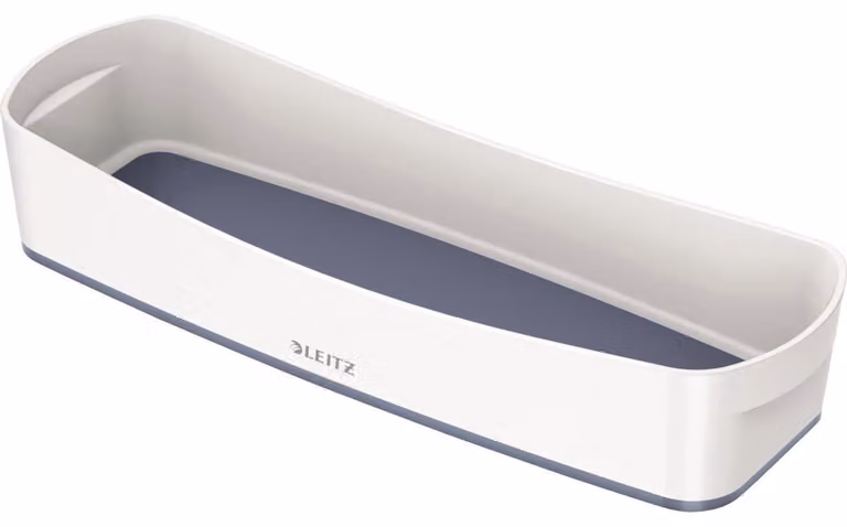 Vassoio portaoggetti myBox lungo bianco/grigio