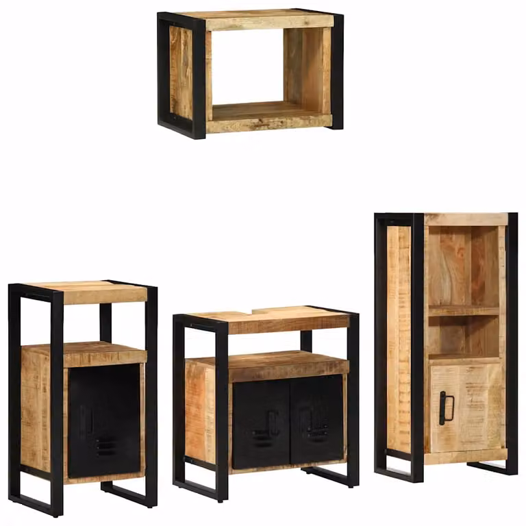 vidaXL Set di mobili per il bagno 4 pz Marrone e Nero