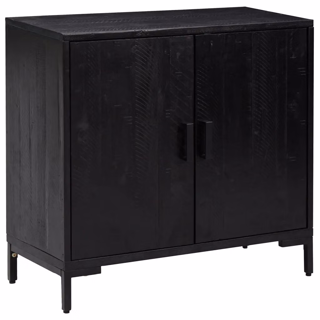 Credenza Industrial vidaXL in Legno di Pino e Metallo, Colore Nero, L 75 x P 35 x H 70 cm – 2
