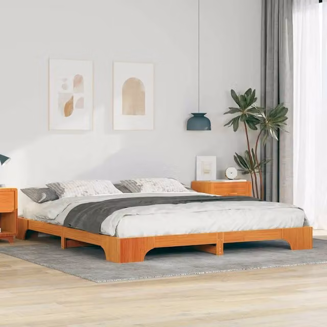 Struttura del letto-Giroletto Marrone 200 x 210 cm Pino massello 864176