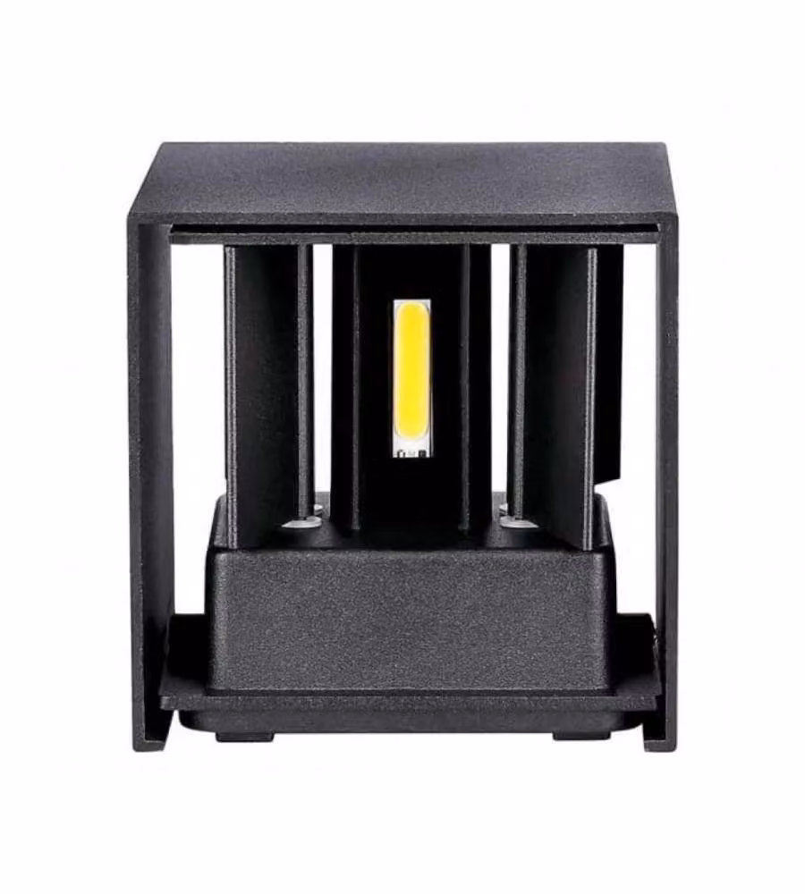 Lampada da muro LED V-TAC quadrata in metallo nero satinato con fascio luminoso regolabile, 5W, 4000K, IP65