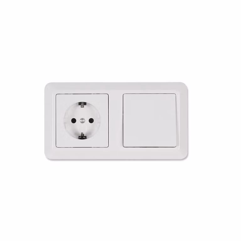 set di interruttori e prese in 3 pezzi McPower CUP "Door 2-fold", bianco, lucido