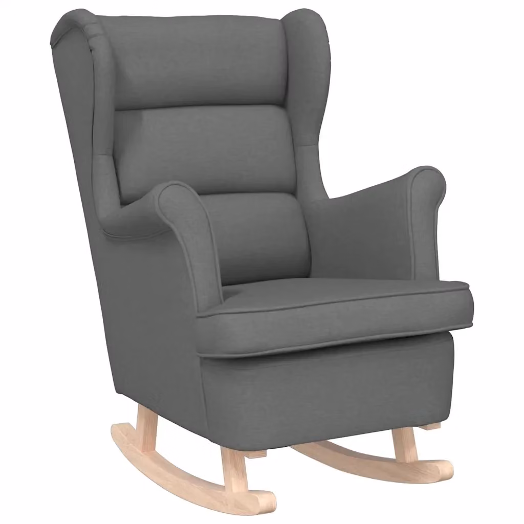 Sedia a Dondolo vidaXL in Tessuto Grigio con Braccioli e Imbottitura in Schiuma, L/P/H: 74 x 90 x 102 cm – 2