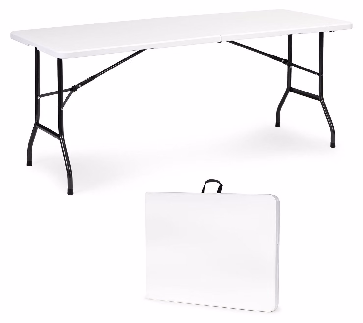 Tavolo da catering pieghevole da 180 cm, ripiegabile in valigia, bianco, MultiGarden