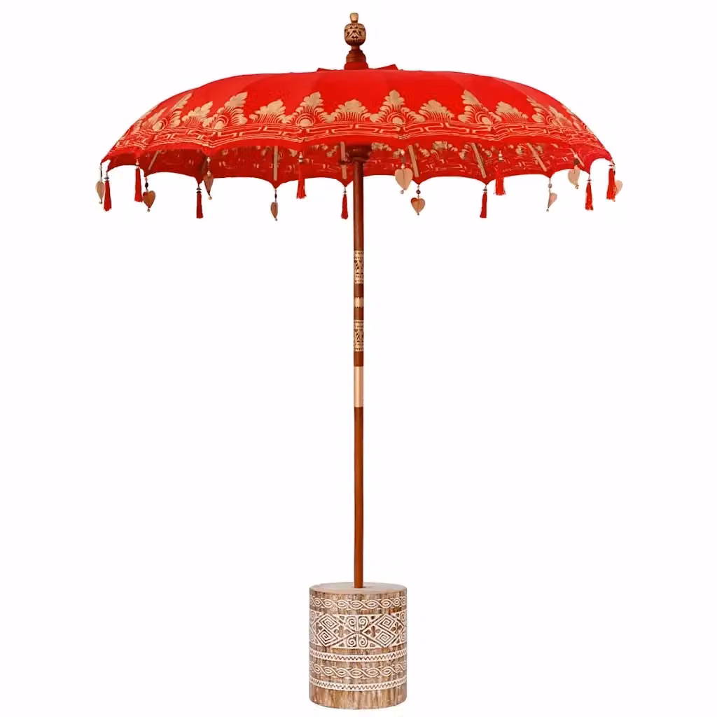 vidaXL Ombrello Balinese con Base Rosso L/P/H: 185 x 185 x 260 cm – 2